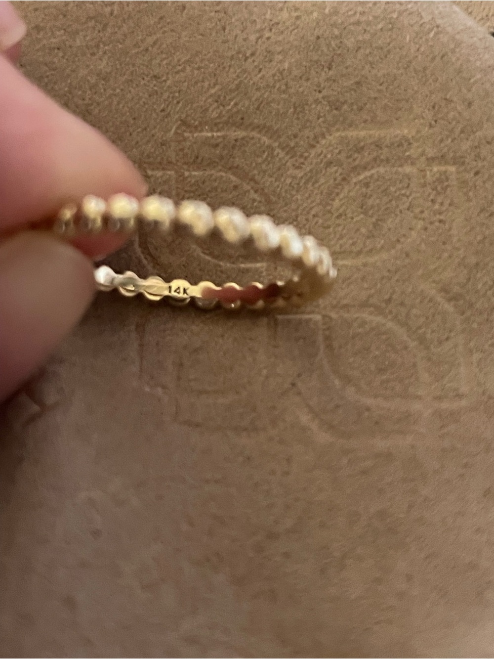 Solid 14k Yellow Gold 2mm Beaded Ring, Kassidy - Picture 4 of 12